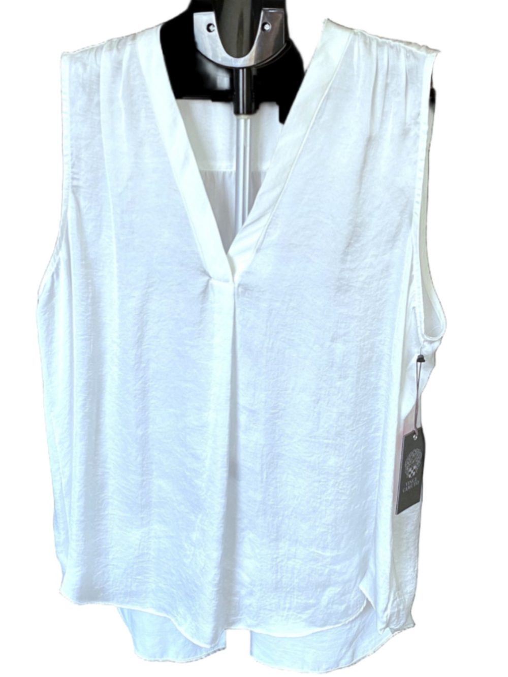 Vince Camuto Sleeveless V-Neck Rumple Blouse New Ivory XL
